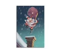 YiXong Póster de Navidad con diseño de Papá Noel saltando sobre la chimenea, póster decorativo en lienzo para pared e impresión artística moderna para decoración de dormitorio familiar, 60 x 90 cm