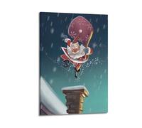 YiXong Póster de Navidad con diseño de Papá Noel saltando sobre la chimenea, póster decorativo en lienzo para pared e impresión artística moderna para decoración de dormitorio familiar, 60 x 90 cm