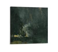 YiXong Póster decorativo de James Abbott Mcneill Whistler Nocturne en negro y dorado, lienzo decorativo para pared e imagen artística moderna para decoración de dormitorio familiar, 70 x 70 cm