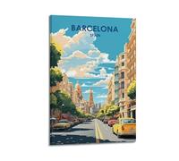YiXong Póster decorativo de paisaje urbano de Barcelona, España, póster decorativo de pared e impresión artística moderna para dormitorio familiar, 50 x 75 cm