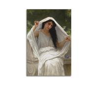 YiXong Póster decorativo de The Veil Le Voile, 1898 del pintor William Adolphe Bouguereau, lienzo decorativo para pared e imagen artística moderna para decoración de dormitorio familiar, 12 x 18