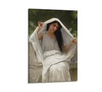 YiXong Póster decorativo de The Veil Le Voile, 1898 del pintor William Adolphe Bouguereau, lienzo decorativo para pared e imagen artística moderna para decoración de dormitorio familiar, 60 x 90 cm
