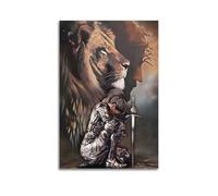 YiXong Póster religioso de mujer león, guerrera, guerrera de Dios, león de Judá, lienzo decorativo para pared e imagen artística moderna para decoración de dormitorio familiar, 40 x 60 cm