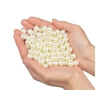 Yixuan 180PCS 12mm Cuentas Imitación Perla ABS Preperforadas Sueltas, Perlas para Manualidades, Perlas de Redondas para Collares, Bisutería DIY, Llenado de Jarrón, Decoración del Bodas