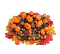 YiYa 150 Pieza Conos de Pino de acción de Gracias con Mini Calabazas, bellotas Artificiales, Hojas de Arce para otoño Fiesta Festiva acción de Gracias hogar Boda decoración