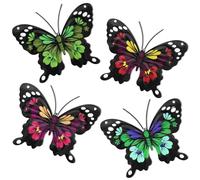 YiYa 4 Piezas Arte de Pared de Mariposa de Metal Mariposa Metálica de Color Pared de Mariposa de Metal para Jardín Césped Decoración del Hogar Interior Exterior Esculturas de Pared