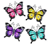 YIYA 4 Piezas Arte de Pared de Mariposa de Metal Mariposa Metálica de Color pared de Mariposa de Metal para Jardín Césped Decoración del Hogar Interior Exterior Esculturas de Pared
