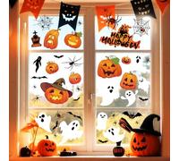 YIYA 40 Pcs Pegatinas Ventana Halloween Decoracion para Ventana Pegatina de Ventana de Araña de Calabaza Fantasma de Doble Cara para Casas Encantadas y Halloween Fiestas