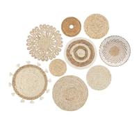 YiYa 9 Piezas Decoración de Cesta de Pared Arte de Pared de Cesta Bohemia Tejida a Mano Decoración Bohemia para Decoración de Pared Sala de Estar o Dormitorio (B)