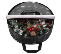 YiYa Bolsa de almacenamiento de corona de Navidad de 60 cm, impermeable, caja de almacenamiento de guirnalda de Navidad con asas y ranura para tarjetas para Navidad (negro)