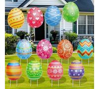 YiYa grandes estacas de plástico de Pascua Decoración al aire libre impermeable duradera reutilizable signos del patio para jardín césped patio pórtico fiesta de Pascua (Naranja)