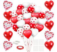 YiYa Kit de globos para el día de San Valentín, globos rojos en forma de corazón, globos de aluminio, decoración romántica para el día de San Valentín, decoración de fiesta de cumpleaños, boda,