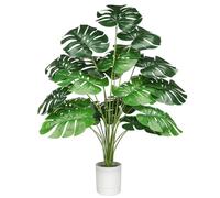 YIYA Planta Artificial Monstera en Maceta 75 cm Grande Planta Falsa Palmera Tropical para Interiores Exteriores Jardín Dormitorio Baño