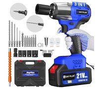 Yiyai 21V Llave de Impacto Inalámbrica Brushless, 1/2'' Pistola de Impacto Eléctrica, 550 Nm Llave Eléctrica con 4000mAh y Carga Rápida, 16 Accesorios y Velocidad Variable para Coche, Hogar