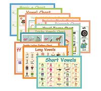 YIYEE 11Pcs Kindergarten English Phonics Posters for Classroom | Vowels Consonants Basic Phonics Posters for kids,8.47'' x 11.8''(English Version)