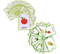 YIYEE Tarjetas didácticas de Frutas y Verduras, 41 Tarjetas para Aprender Las primeras Palabras en inglés, Tarjetas Montessori, para la enseñanza en casa de ESL, Herramientas para terapeutas