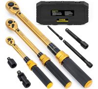 YIYEIE Llave dinamométrica de clic de 1/4 3/8 1/2 pulgadas, juego de 8 llaves dinamométricas de 20-220 pulgadas, libra, 10-45 pies/libra, 10-150 pies/libras con adaptadores, ± 3% de precisión, llaves