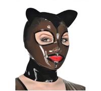 YIYELIY Máscaras de látex con orejas,Capucha Casco de goma,Cremallera Latex Cabeza Cubrir Máscara Juego de roles Fiesta Hombres y mujeres (transparente,XS)