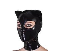 YIYELIY Máscaras de látex con orejas,Capucha Casco de goma Latex Cabeza Cubrir Máscara Juego de roles Fiesta Hombres y mujeres (negro profundo,S)