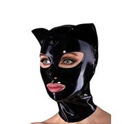 YIYELIY Máscaras de látex con orejas,Capucha Casco de goma Latex Cabeza Cubrir Máscara Juego de roles Fiesta Hombres y mujeres (Negro,S)