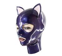 YIYELIY Máscaras de látex con orejas,Capucha Casco de goma Latex Cabeza Cubrir Máscara Juego de roles Fiesta Hombres y mujeres (Púrpura,XXL)