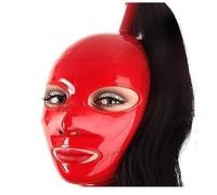 YIYELIY Máscaras de látex con peluca,Capucha Casco de goma Latex Cabeza Cubrir Máscara Juego de roles Fiesta Hombres y mujeres (Rojo,XS)