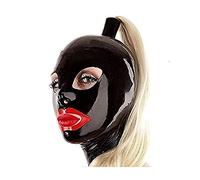 YIYELIY Máscaras de látex con peluca,Capucha Casco de goma,Latex Cabeza Cubrir Máscara Juego de roles Fiesta Hombres y mujeres (Negro,XXL)