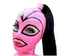 YIYELIY Máscaras de látex con peluca,Capucha Casco de goma,Latex Cabeza Cubrir Máscara Juego de roles Fiesta Hombres y mujeres (Rosa,M)