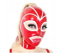 YIYELIY Máscaras de látex con peluca,Capucha Casco de goma Latex Cabeza Cubrir Máscara Juego de roles Fiesta Hombres y mujeres (Rojo,M)