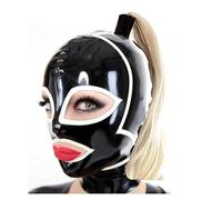 YIYELIY Máscaras de látex con peluca,Capucha Casco de goma Latex Cabeza Cubrir Máscara Juego de roles Fiesta Hombres y mujeres (Negro,XS)