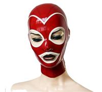 YIYELIY Rayas Máscaras de látex Abrir Ojos Boca Capucha Casco de goma Latex Cabeza Cubrir Máscara Juego de roles Fiesta (rojo,XS)