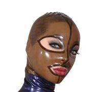 YIYELIY Rayas Máscaras de látex Abrir Ojos Boca Capucha Casco de goma Latex Cabeza Cubrir Máscara Juego de roles Fiesta (marrón,XXL)
