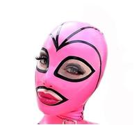 YIYELIY Rayas Máscaras de látex Abrir Ojos Boca Capucha Casco de goma Latex Cabeza Cubrir Máscara Juego de roles Fiesta (rosa,S)
