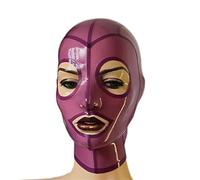 YIYELIY Rayas Máscaras de látex Abrir Ojos Boca Capucha Casco de goma Latex Cabeza Cubrir Máscara Juego de roles Fiesta (púrpura,XS)