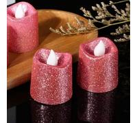 YiYFiT Velas votivas LED rosas con purpurina, funciona con pilas, velas falsas, velas de té sin llama, regalos para fiestas en casa, bodas, Halloween, decoración navideña (6 unidades)