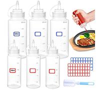 YIYICO Biberon Salsas Biberones Cocina Squeeze Bottle 240ml/500ml 6pcs Botella de Salsa con Tapa Sin BPA para Condimentos Salsa de Tomate Mostaza Mayonesa Aceite de Oliva