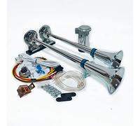 YIYIDA Bocina de aire Bocina de automóvil 170db Bocinas de coche Bocina de barco Car Horn cromo y zinc 24v Bocina de camión con bomba de aire Altavoz de doble tubo Air Horn Para 24V camiones Barco