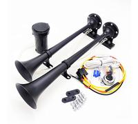 YIYIDA Bocina de aire del coche 165DB Car Horn 45cm Bocina eléctrica negra bocina de tono alto y tono bajo bocina de doble tubo compresor de cromado y zinc bocina de coche para 12V car yate RV etc