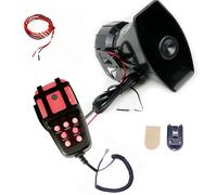 YIYIDA Bocina de camión Bocinas de coche 130db Bocina de automóvil Bocina de alarma Car Horn 7 tonos Bocina Roja y negra Alarma policial con micrófono pa sistema de altavoces para 12V Car Barco etc
