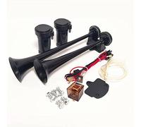 YIYIDA Bocina de camión Cuerno de coche Corneta de aire Bocina de barco 12V Trompeta Tono alto y tono bajo Car Horn 170db negra Air Horn Cuerno de camión con bomba de aire para 12V camión moto barco
