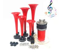 YIYIDA Bocina de coche Bocina de música 12V Bocina de barco Trompeta de cinco tubos Dixie 160db Air Horn bocina de camión rojo Con altavoz de bomba de aire Car Horn para 12V coche camión barco etc