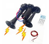 YIYIDA Bocina de coche Bocina eléctrica Bocina de aire 165db Air Horn Trompetas negra doble tubo Bocina de camión Bocina de alarma Altavoz de bocina Car Horn para 12V Coche Camión SUV Barco ect