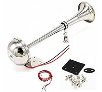 YIYIDA Bocina de coche bocina eléctrica corneta nave bocina marina sola trompeta acero inoxidable 304 bocina 135DB altavoz para cualquier 12V rueda barco tren coche camión furgonetas Yate etc