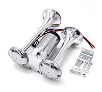 YIYIDA Bocina eléctrica Car Horn 24V Bocina de coche 165db Bocina de barco Trompeta plata Bocina de tono alto y bajo doble tubo Bocina de camión Bocina de aire para 24V camión yate motocicleta etc