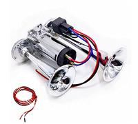 YIYIDA Bocina eléctrica para automóvil Bocina de aire Bocina para automóvil 12V Bocina para camión 165db Trompetas Tono alto y bajo Plata Doble tubo Car Horn para 12V camión barco motocicleta etc