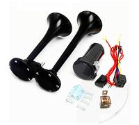 YIYIDA Bocina para automóvil Bocina de aire 150DB Car Horn Altavoz para automóvil negro Cromo Zinc Bocina de tubo doble bomba de aire Bocina para camión Bocina eléctrica para 24V barco Car tren etc