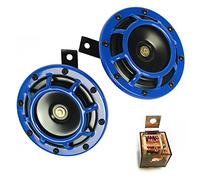 YIYIDA Bocina para automóvil Bocina de camión azul 12V Car Horn Tono alto y tono bajo Kit 135DB Bocina para automóvil Bocina para camión Bocina para alarma para 12V carro motocicleta barco car etc