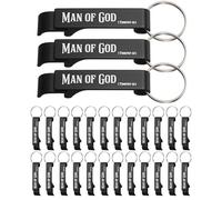 Yiyiring 50 piezas de regalo para la iglesia, regalos a granel de hombre de Dios para hombres, hombre de Dios, abrebotellas, llaveros cristianos negros, versículos bíblicos, recuerdos de las