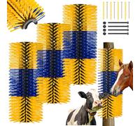 Yiyiring Paquete de 3 cepillos rascadores de caballos para el aseo de ganado de 17.3 x 7.8 pulgadas, cepillo rascador de vaca, ganado, cabra, para aliviar la picazón de espalda (amarillo y azul)
