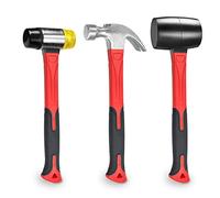 YIYITOOLS Juego de 3 martillos, mazo de goma de 16 onzas, martillo de garra de 16 onzas y martillo suave de doble cara de 40 mm con agarre de reducción de golpes, apto para decoración de muebles de